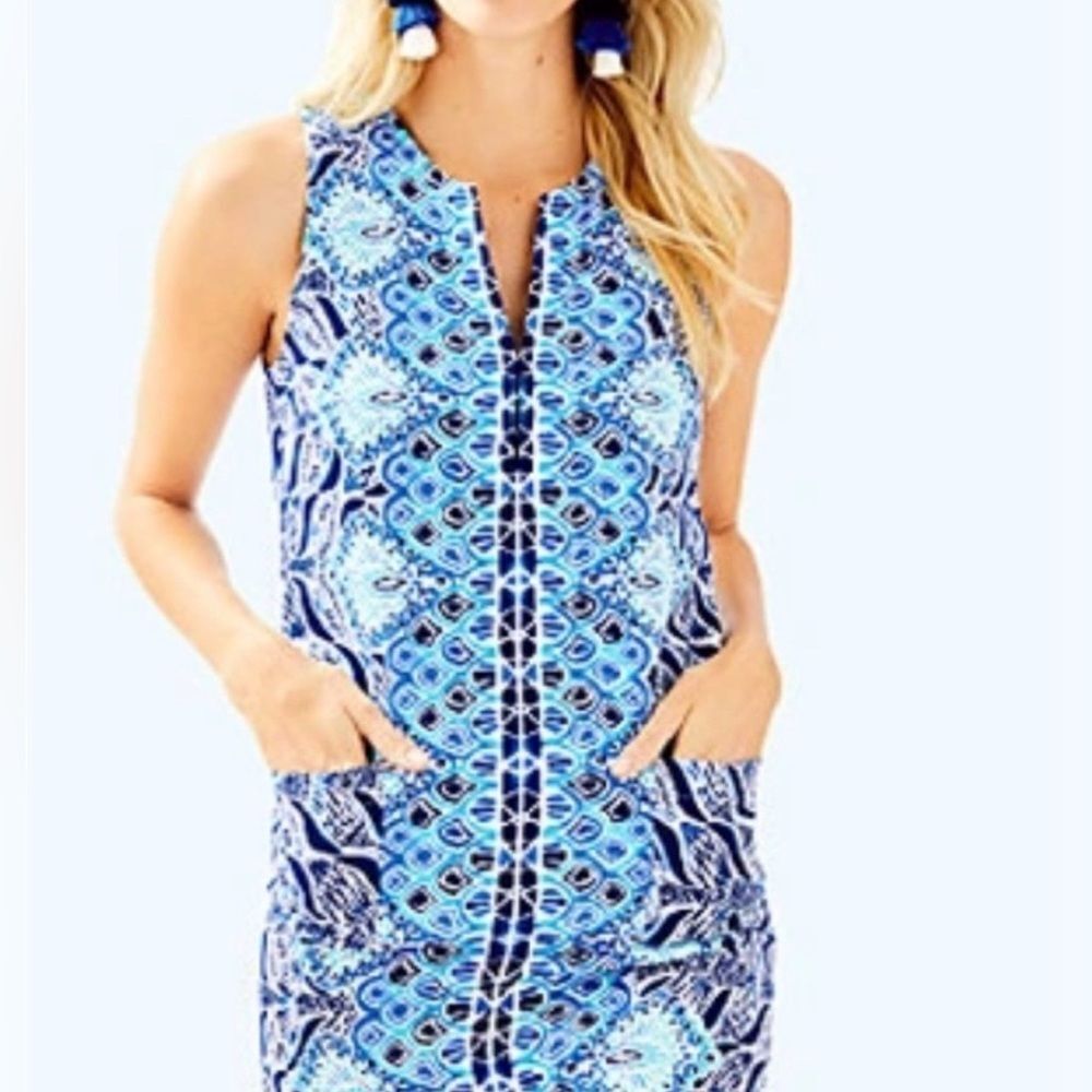Lilly Pulitzer women’s 4 Kelby stretch shift dress dopamine ocean nautical